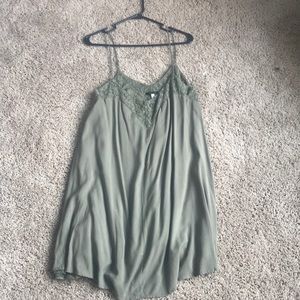 Green shift mini dress